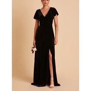 Birdy Grey Hannah Dress Small Velvet‎ Flutter Sleeve Maxi Gown USA Glam Formal